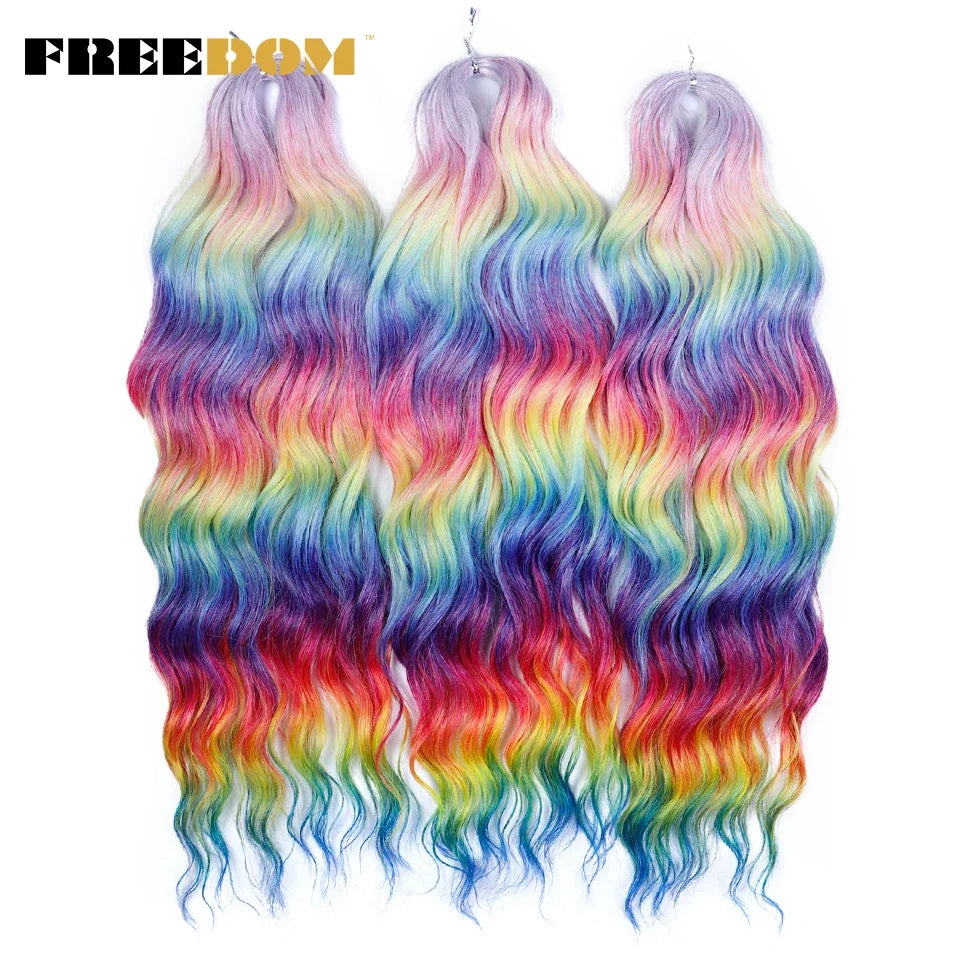 FREEDOM Synthetic Water Wave Crochet Braiding Hair 24 Inch – Ombre & Multi-Tone | 88 Colors | 300g - view 65