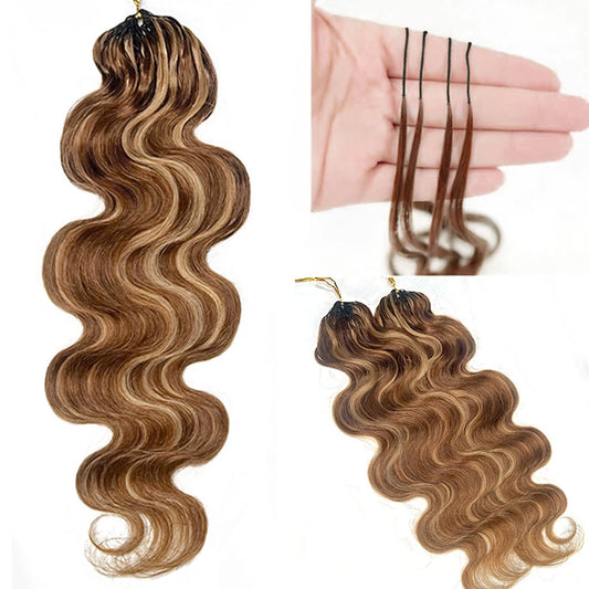 Highlight Body Wave Human Hair Crochet Extensions | Knotless Boho Braids | 10–24 Inches Luxegan