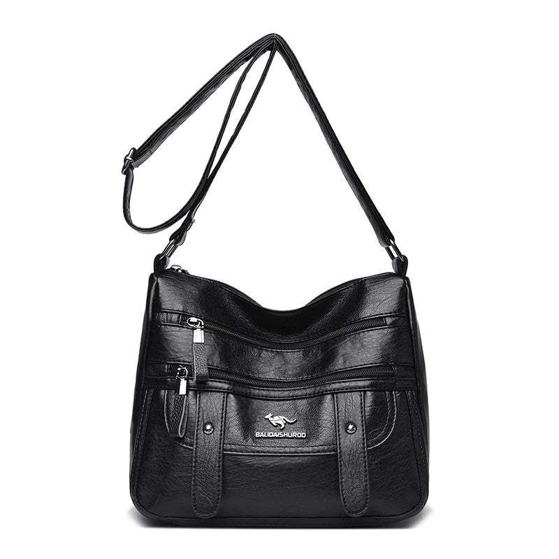 Luxury Designer PU Leather Messenger Bag | High-Quality Sequined "Letter" Crossbody for Women | Versatile Four-Season Flap Shoulder Bag with Triple Interior Pockets Luxegan