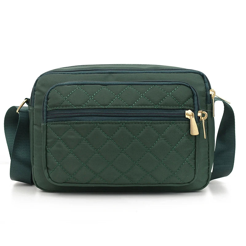 Women’s Korean Fashion Large Capacity Shoulder Bag | Classic Embroidery Thread Satchel for Middle & Old Age | Simple & Practical Nylon Crossbody Bag Luxegan