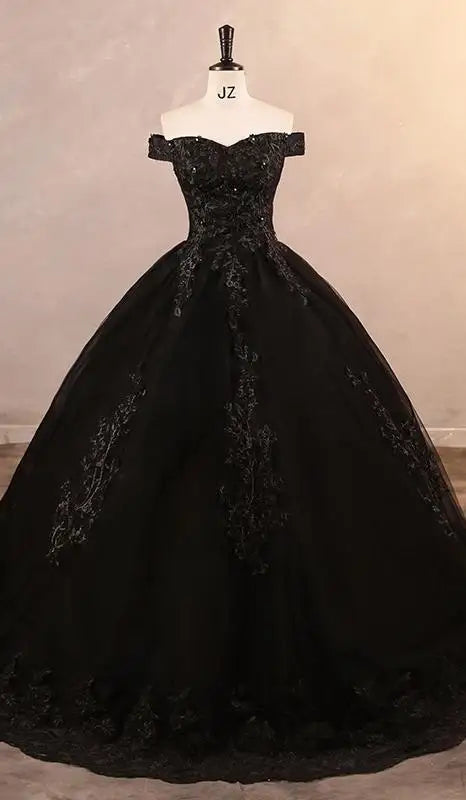 Luxury Floral Tulle Quinceañera Ball Gown | Off-The-Shoulder Sweet 15 Party Dress | Floor-Length Embroidered Lace Princess Dress Luxegan
