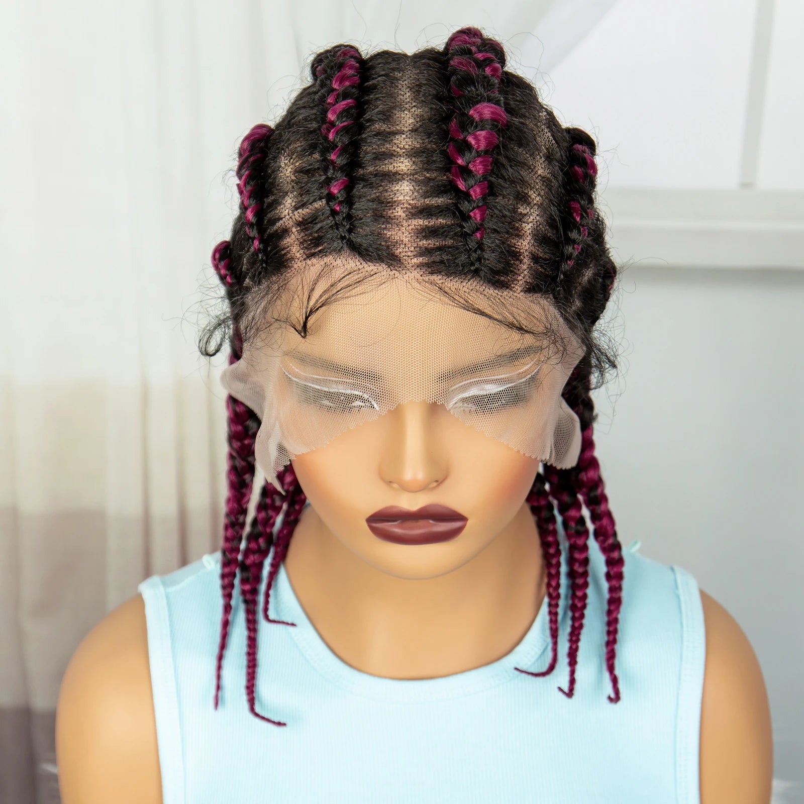  14" Short Knotless Cornrow Braids Wig | Transparent Full Lace Bob Luxegan