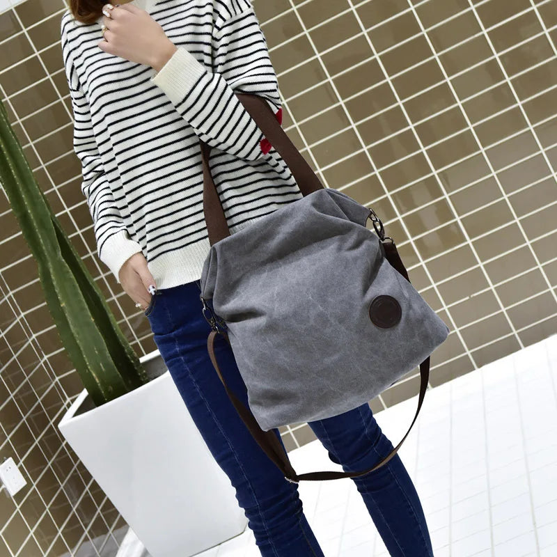 Canvas Large Capacity Tote | Casual Shoulder & Messenger Bag Luxegan