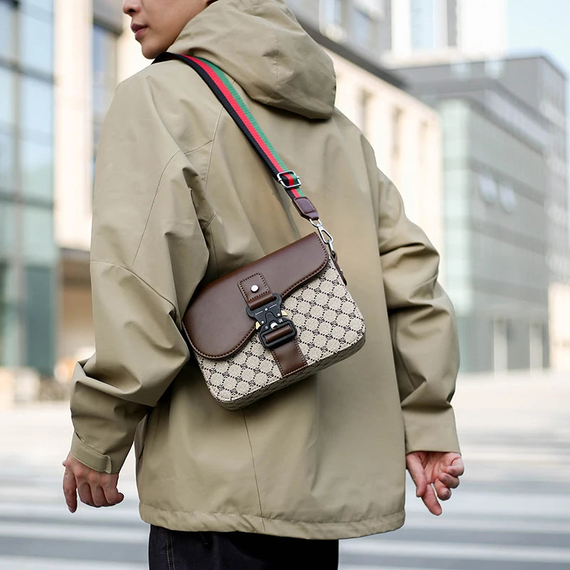 Jacquard Pattern Men's Crossbody Bag | Sophisticated "Diamond Lattice" Silhouette | High-End Casual Business Commuter Bag | "Dignified" High-Performance Waterproof Sling for Radiant Versatile Styling Luxegan