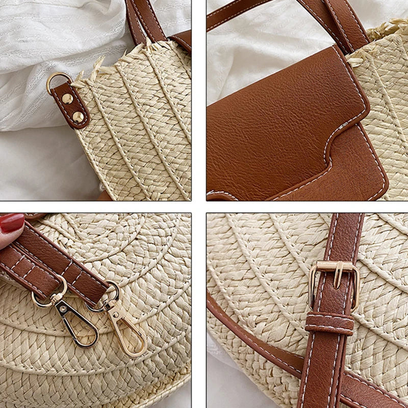 Designer Woven Straw Tote | Large Capacity Beach & Shopper Bag Luxegan