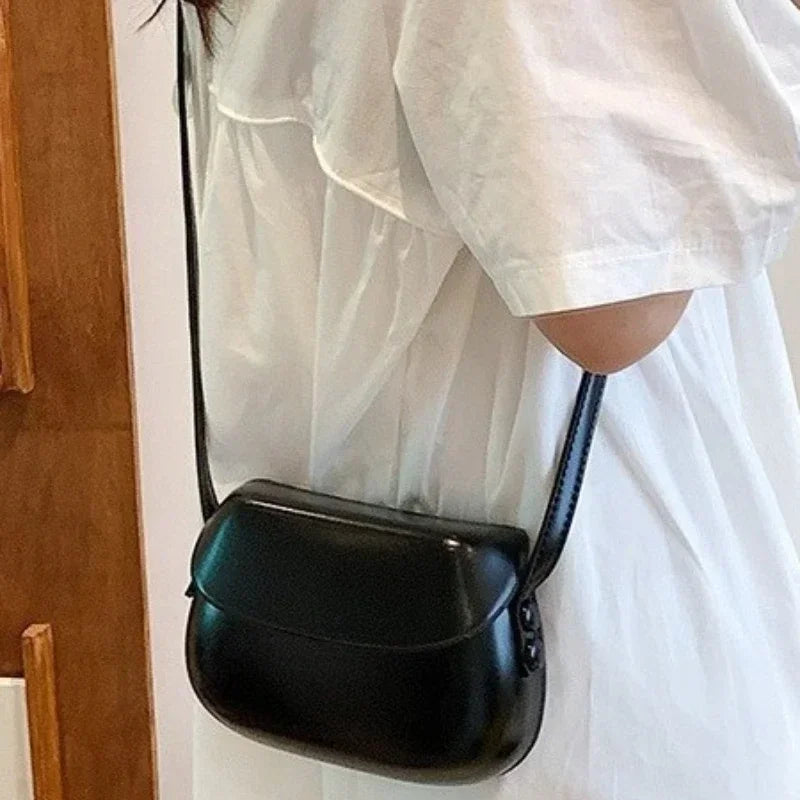 Mini PU Leather Crossbody Bag | Simple Flap Shoulder Purse Luxegan