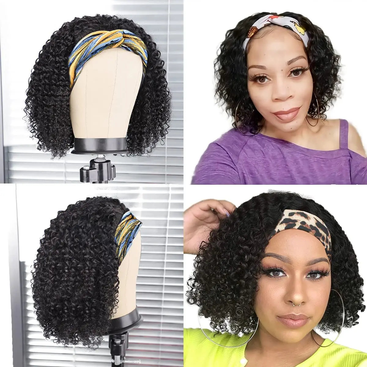 Kinky Water Wave Headband Wig | Sophisticated 32-Inch Brazilian Human Hair Silhouette | Elegant "Full Machine Made" Glueless Wig | "Dignified" 180% Density Natural Black Hairpiece for Radiant Versatile Styling Luxegan