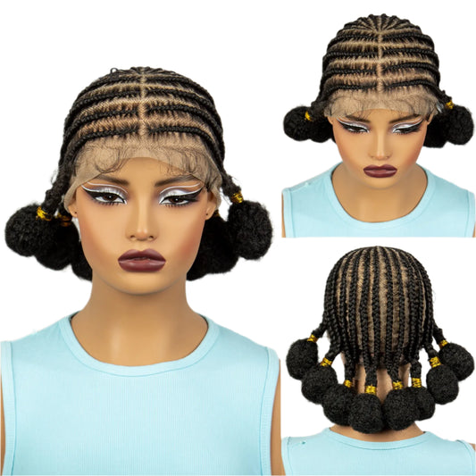 10 Inch Natural Cornrow Braids Full Lace Wig | Transparent Synthetic Braiding Hair with Baby Hair Luxegan