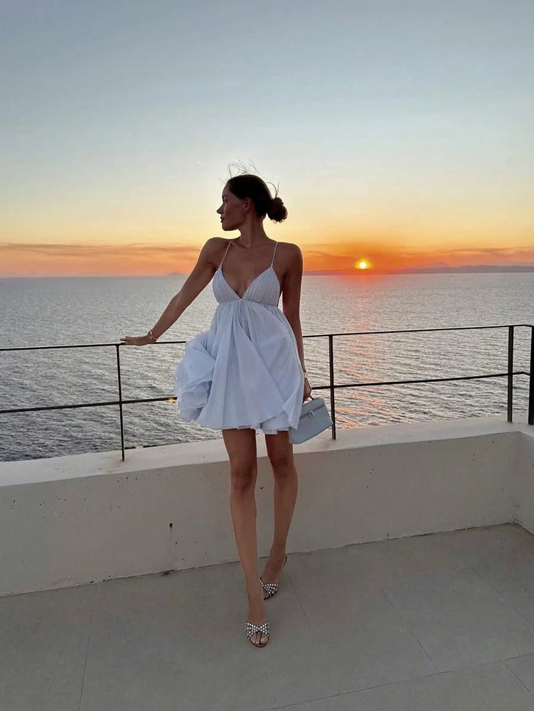 Women's Spaghetti Strap Backless Mini Dress Luxegan