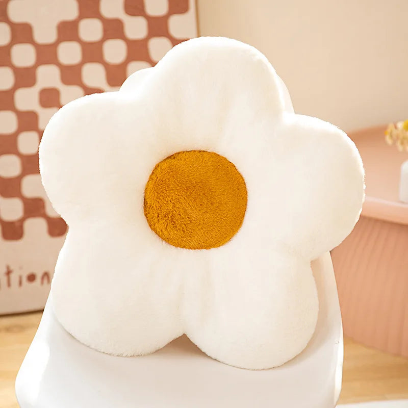 Circular Flower Shape Chair Cushion | Sophisticated "Soft Nap" Floral Silhouette | Elegant Winter Thick Floor & Couch Pillow | "Dignified" High-Performance Memory Comfort for Radiant Versatile Styling Luxegan