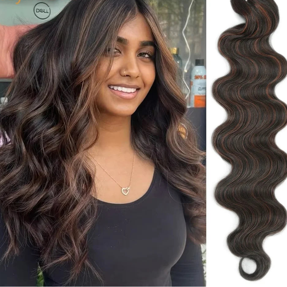 Body Wave Hair Bundles | 24 Inch Synthetic Weft Extensions Luxegan
