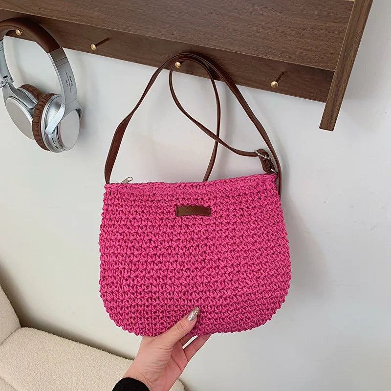 Summer Straw Saddle Bag | Handmade Woven Crossbody Purse Luxegan
