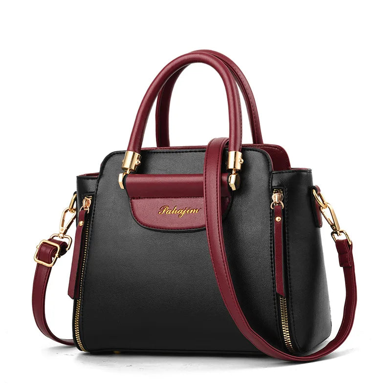 New Fashion Color-Hit Business Handbag | Sophisticated European & American Shoulder Bag | Elegant Office Square Wallet & Tote | "Dignified" Hard-Shell PU Purse for Professional Versatility Luxegan