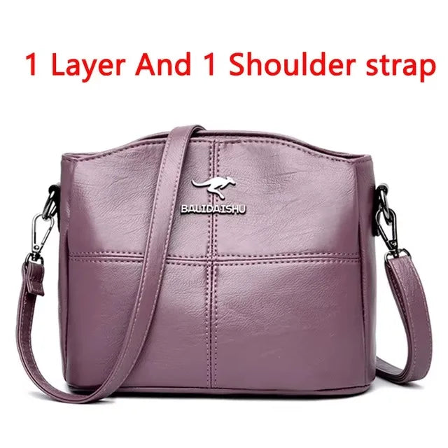 Genuine Soft PU Leather Handbags for Women | Vintage Shoulder Tote Bag & Large Capacity Purse