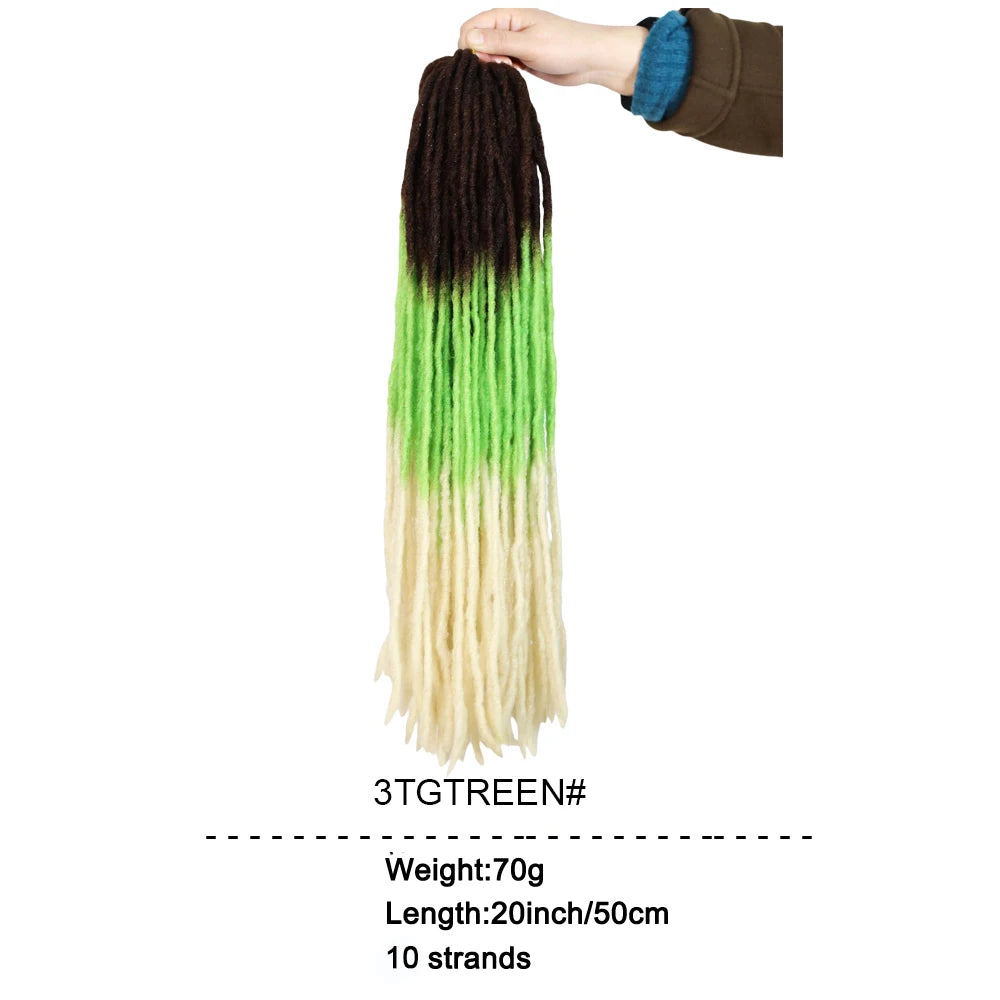 20-Inch Ombre Soft Dreadlocks Crochet Hair | Straight Synthetic Faux Locs for Black Women (Kanekalon Fiber) Luxegan