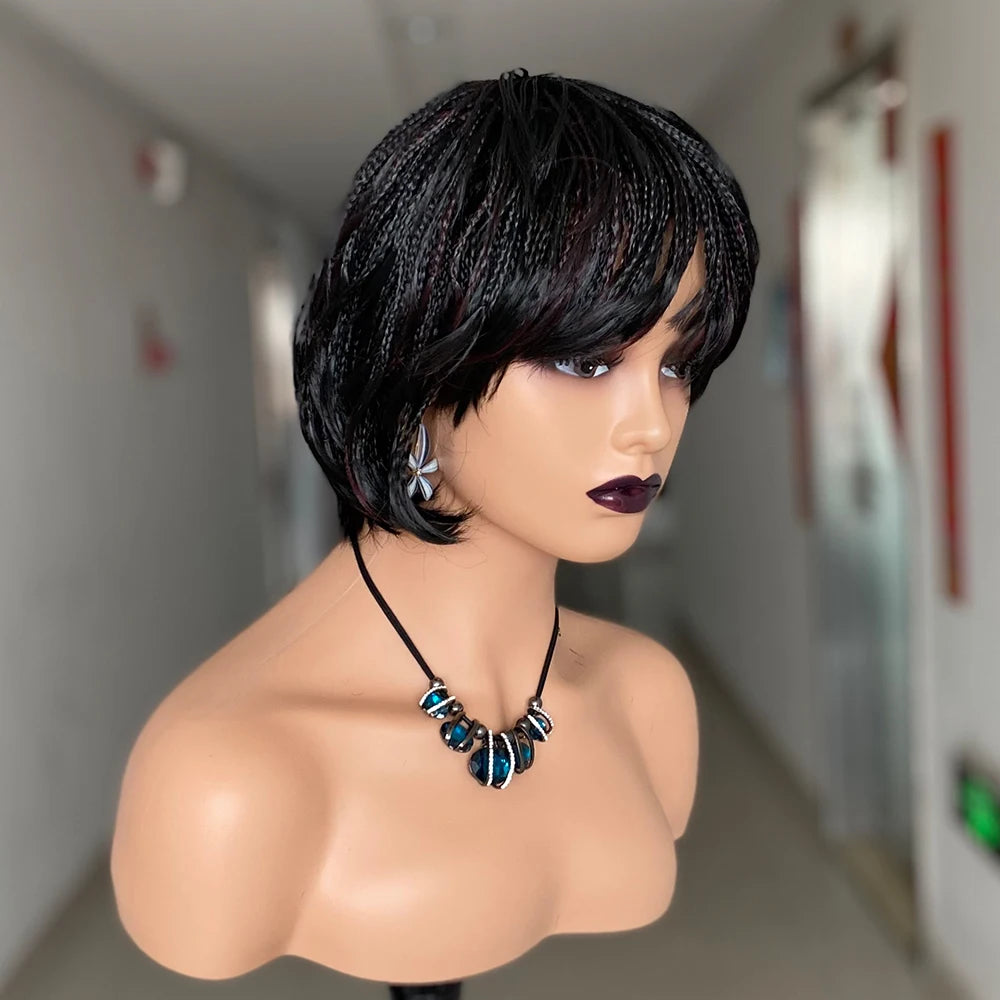 Pixie Cut Box Braided Twist Wig | Crochet Braids | 1B