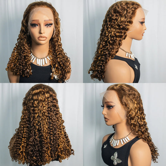 Roman Roll Highlight Ombre Curly Wig | Sophisticated "300% Ultra Density" Silhouette | Elegant 13x4 HD Transparent Lace Frontal | "Dignified" High-Performance 12A Double Drawn Burmese Hair for Radiant Versatile Styling Luxegan
