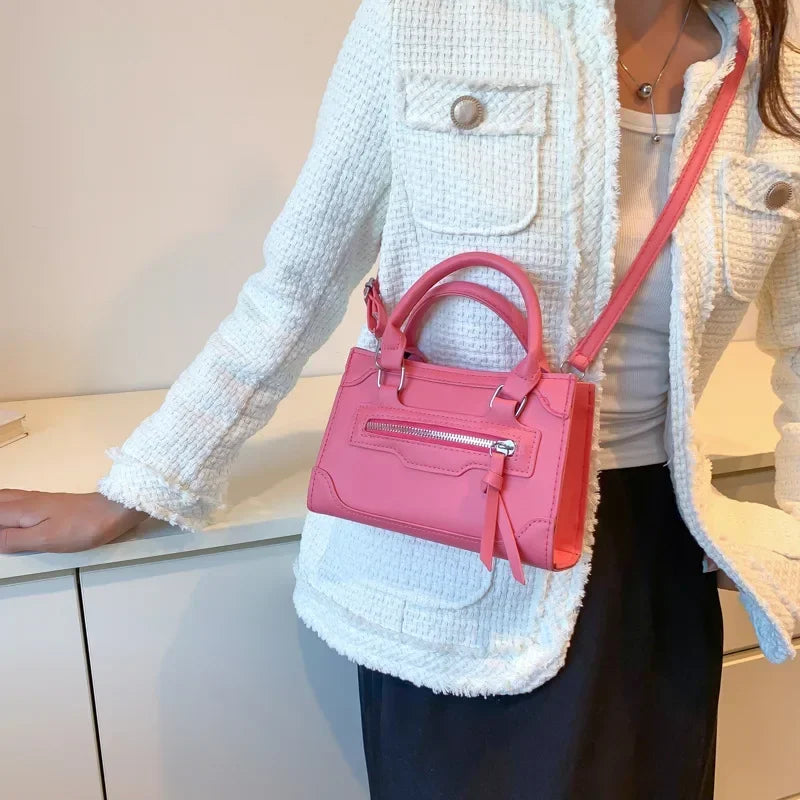 Western Style Crossbody Bag | Simple Textured Square Handbag Luxegan