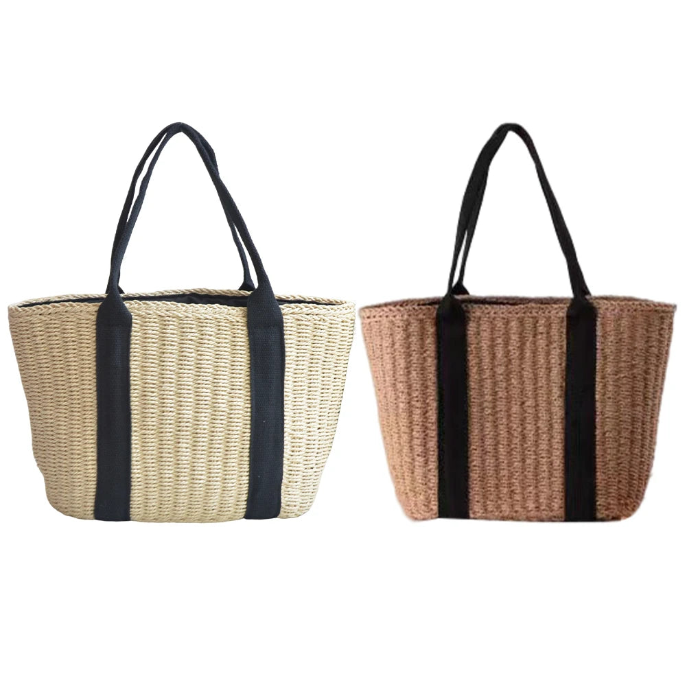 Vintage Hollow Design Woven Shoulder Bag | Large Capacity Knitting Tote & Summer Beach Bag Luxegan