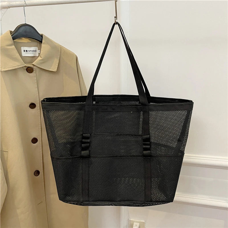 Portable Mesh Beach & Travel Tote | Soft Large Capacity Organizer Luxegan