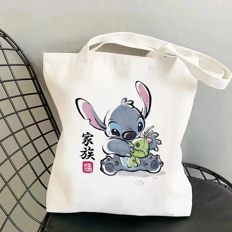 Disney Lilo & Stitch Cartoon Canvas Bag | Unisex Large Capacity Student Backpack & Shoulder Tote | Casual Shopping Totes Luxegan