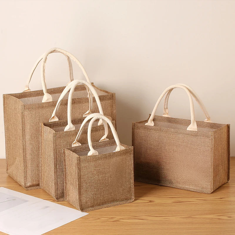 New Large Capacity Linen Tote Bag | Sophisticated Jute-Style Imitation Linen Shopping Bag | Elegant Versatile Travel Organizer | "Dignified" Minimalist Casual Handbag Luxegan