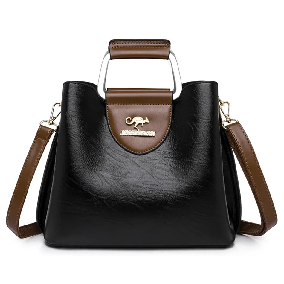 Luxury Designer Oil Leather Tote | Soft Crossbody Handbag Luxegan