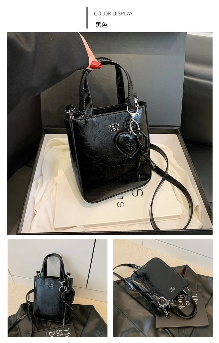 New Trend Korean Silver PU Leather Shoulder Bag | High Quality Mini Vertical Square Crossbody Purse for Women Luxegan