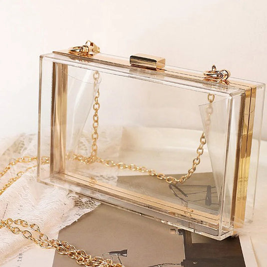 Transparent Acrylic Banquet Bag | Sparkling Wedding Party Crossbody Bag & Large Capacity Wallet Luxegan
