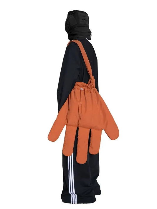 Red Nylon "Big Gloves" Street Style Shoulder Bag | Bold Euro-American Casual Crossbody | Fashionable Soft Nylon Bucket Bag | Women's & Girls' Versatile Streetwear Handbag (Model 1) Luxegan