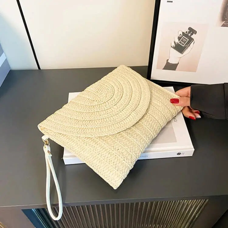 Bolsos de playa de verano para mujer Bolso bandolera de paja hecho a mano con sobre Bolso de - view 53