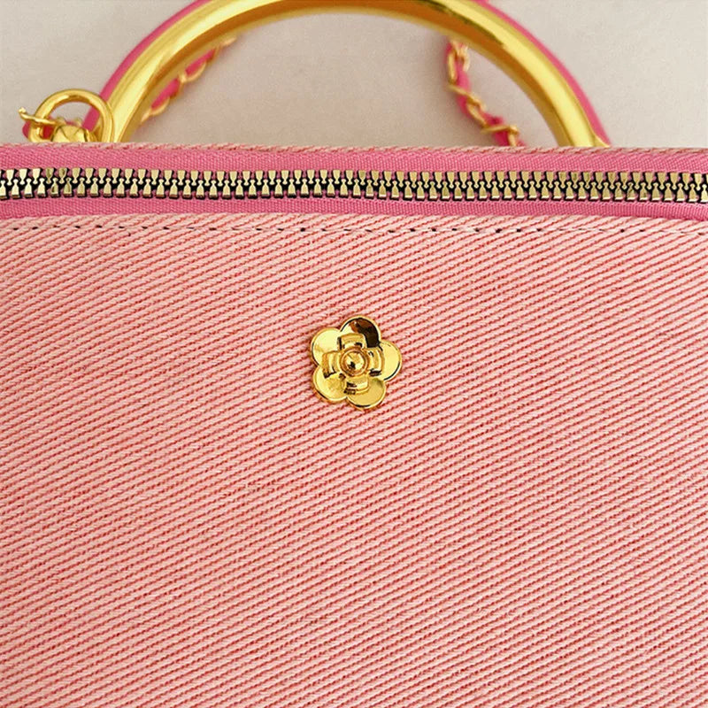 Denim Knitting Box Bag | Hard Luxury Designer Small Square Chain Crossbody Luxegan