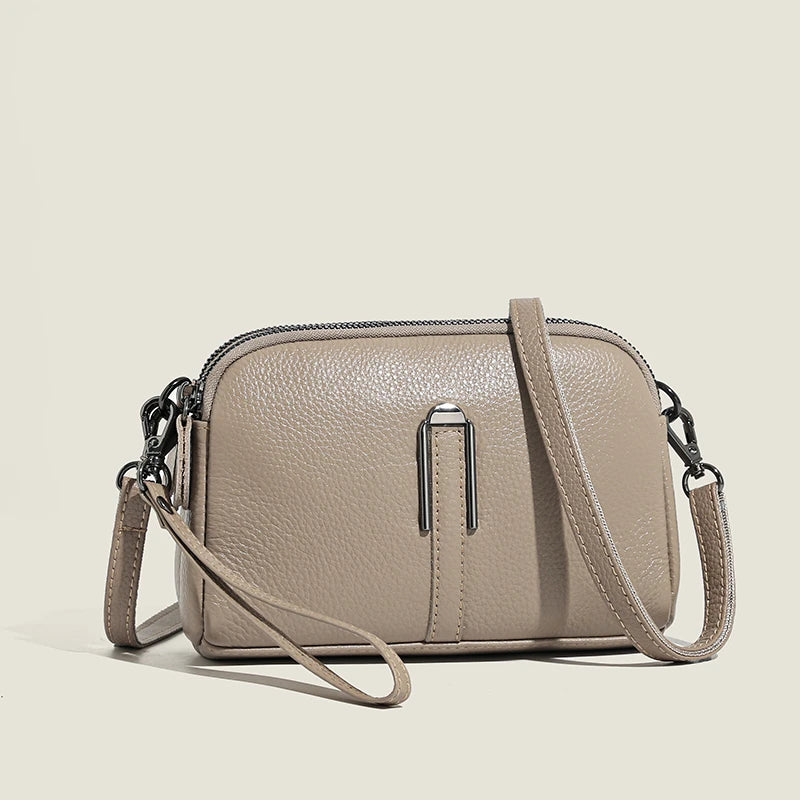 Luxury Genuine Leather Women's Crossbody Bag | Solid Color Shoulder Messenger & Clutch Phone Bag (Soft Cowhide, Sequined) Luxegan
