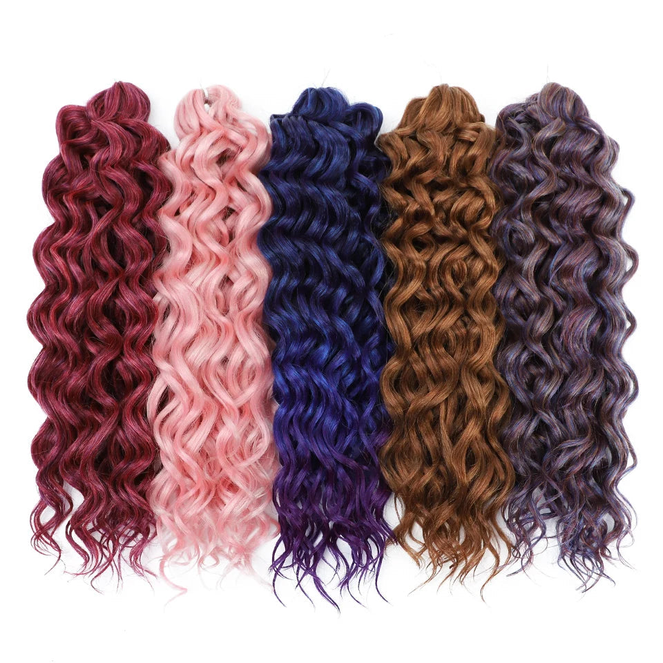 Deep Wavy Crochet Braiding Hair | Body Wave Synthetic Curly Hair Extensions 18" & 24" Luxegan