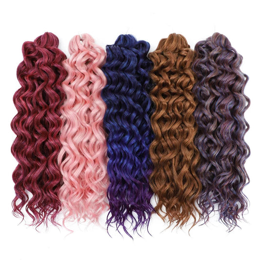 Deep Wavy Crochet Braiding Hair | Body Wave Synthetic Curly Hair Extensions 18" & 24"