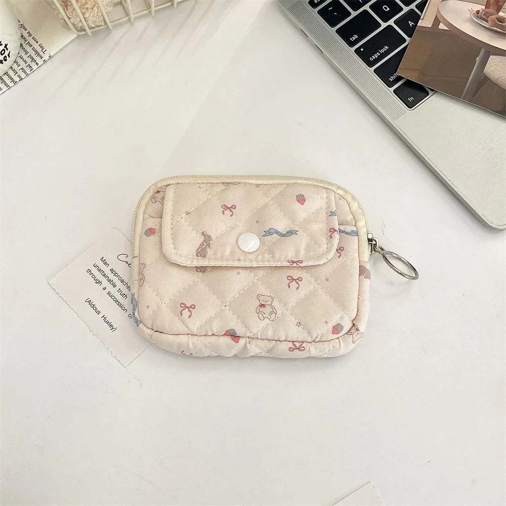 Kawaii Floral Coin Purse | Multifunctional Small Zipper Bag Luxegan