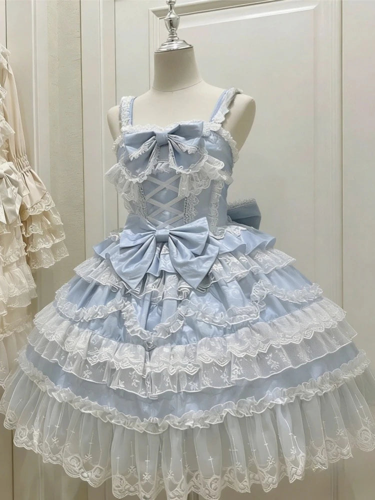 Women's Vintage Sweet Party Dress | Cute Y2k Bandage Birthdays Cake Dress | Elegant O-Neck Slim Fit Mini Dress | Premium Tatting Non-Stretch A-Line Vestido Model HD12215 Luxegan