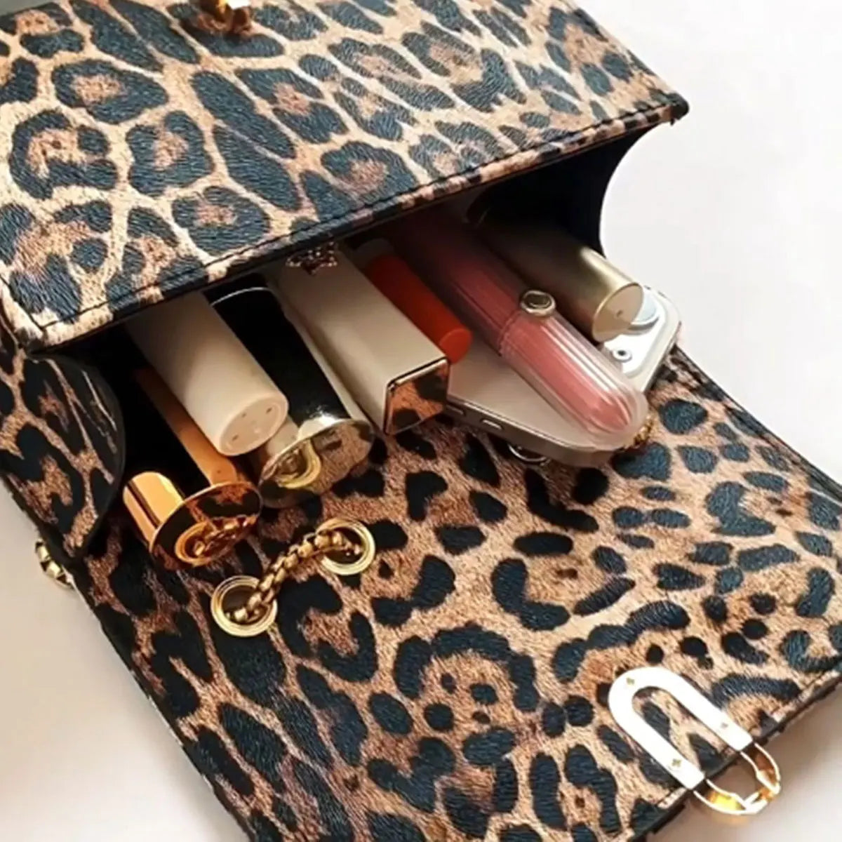 Leopard Print Fashion PU Shoulder Bag | Retro Chain & Crossbody Luxegan