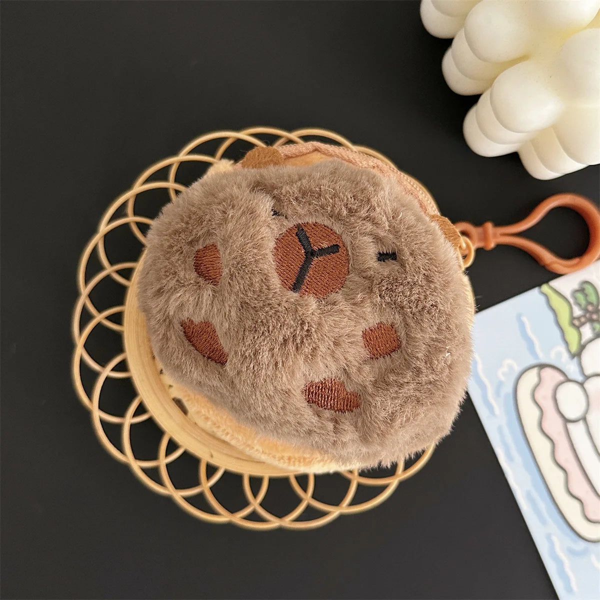 Kawaii Capybara Plush Coin Purse | Lovely Cartoon Round Bag & Headphone Storage Luxegan