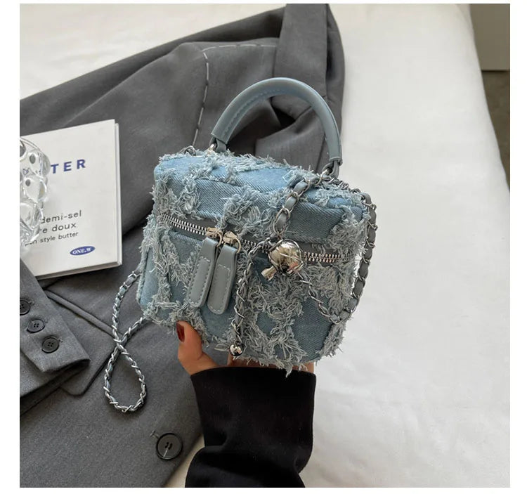 Fashion Denim Single Shoulder Bag | Women's Soft Chain Crossbody Handbag and Purse Luxegan