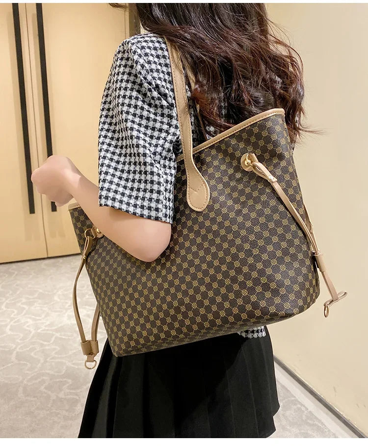 Luxury Large Capacity Top Handle Tote | Soft Criss-Cross Shoulder Bag Luxegan