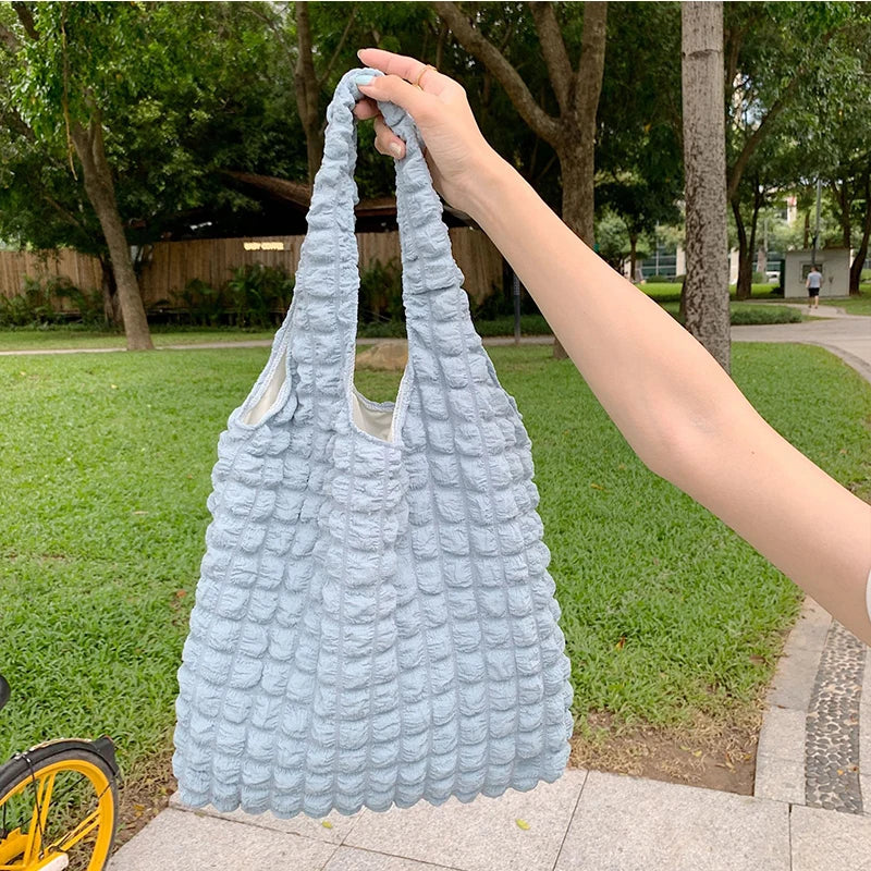 Soft Pleated Cloud Tote | Candy Color Large Capacity Shoulder Bag Luxegan