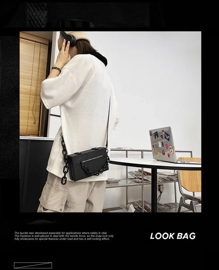 Hard Mini Flap Crossbody | Unisex Chain Messenger Bag Luxegan