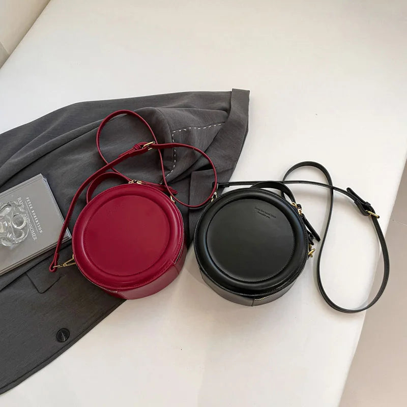 Round Crossbody Bags for Women | High Quality PU Leather Designer Shoulder Bag & Female Clutch Purse (Solid, Soft) Luxegan