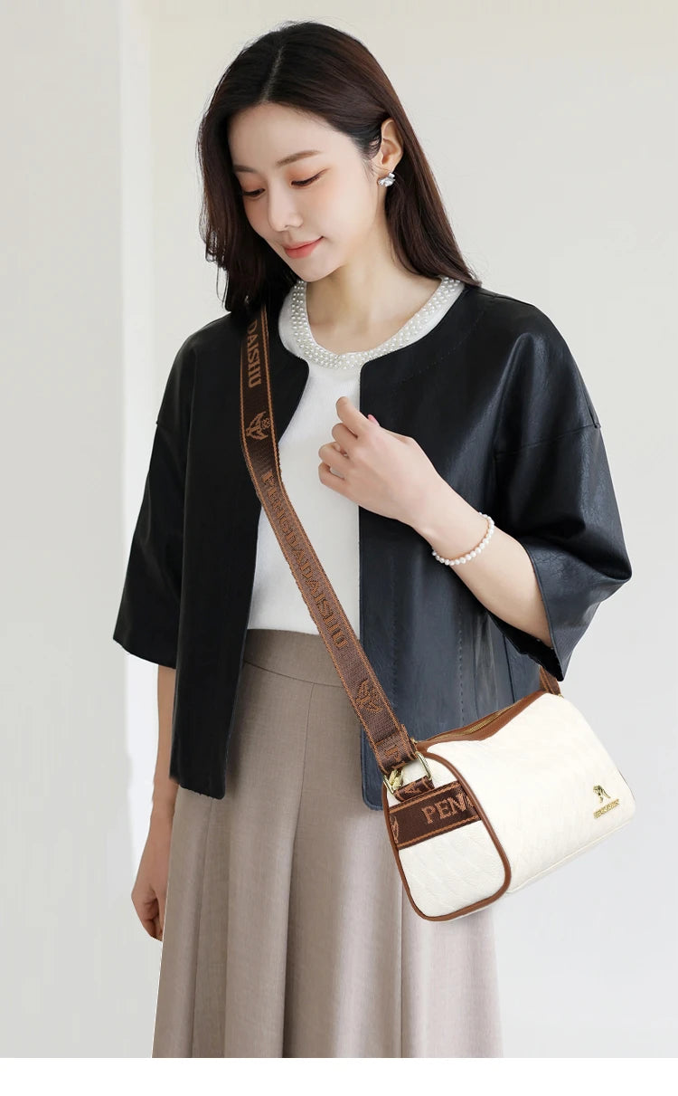 Soft PU Leather Baguette Bag | Solid Zipper Shoulder & Crossbody Bag Luxegan