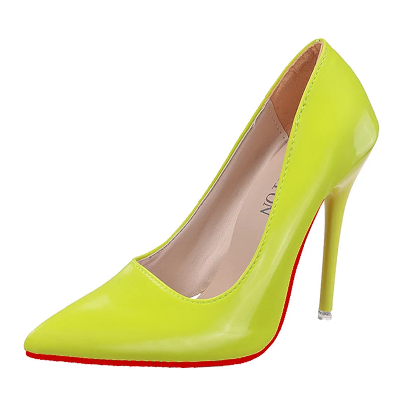 Sexy 12cm Stiletto Pumps | Sophisticated Patent Leather Pointed Toe | Elegant "Super High" Red Dress Heels | "Dignified" Big Size 35–50 Handmade Shoes for Radiant Versatile Styling Luxegan
