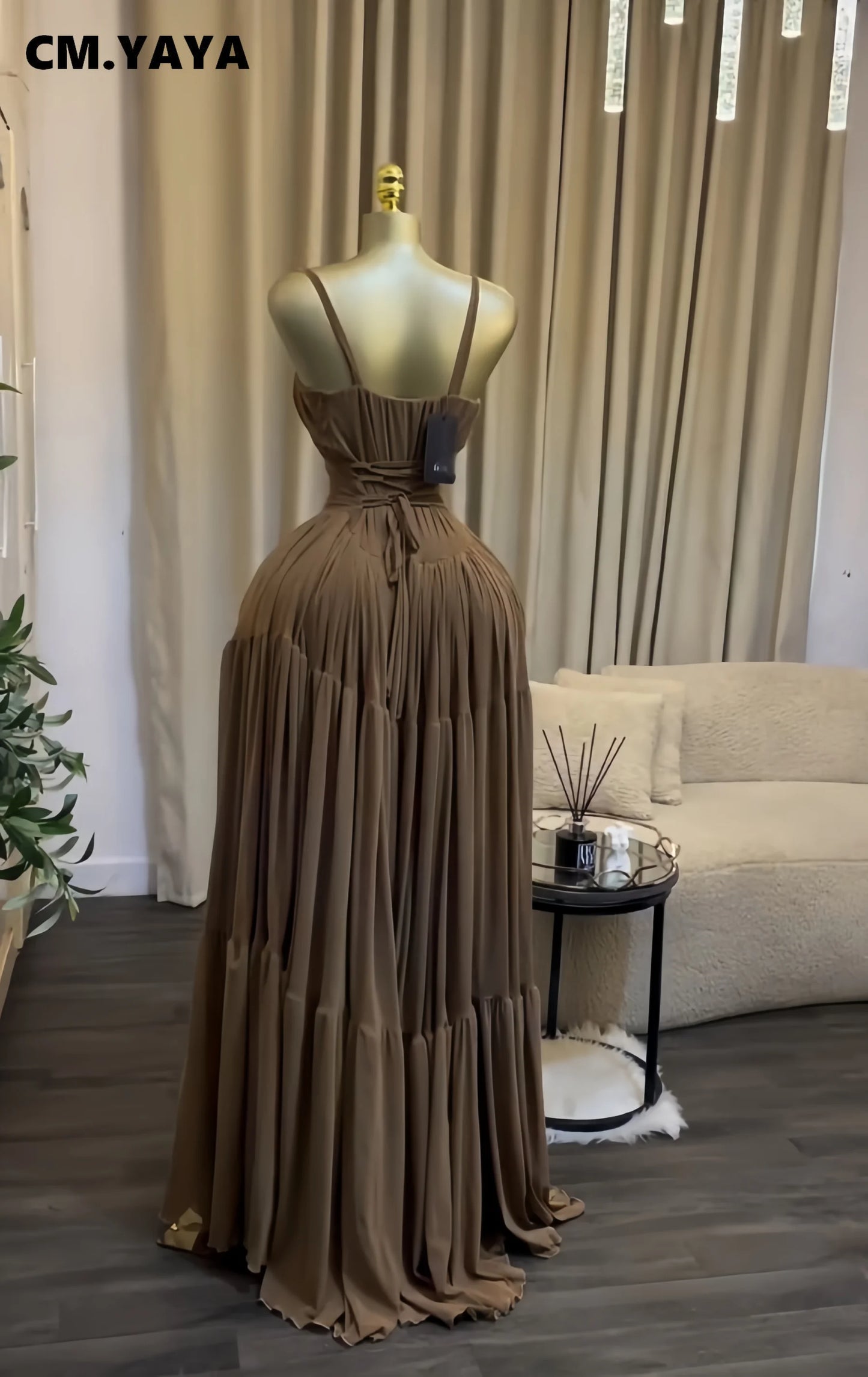 CM.YAYA 2026 Summer Women Halter Sleeveless Strapless Long Maxi Dress Slim Evening Birthday Beach Sexy Vacation Party Dresses