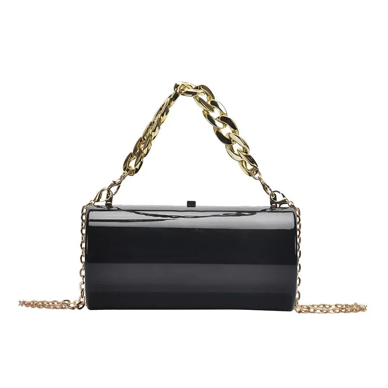 Hard Luxury Gold Cylinder Clutch | Metallic Crossbody Mini Evening Bag Luxegan