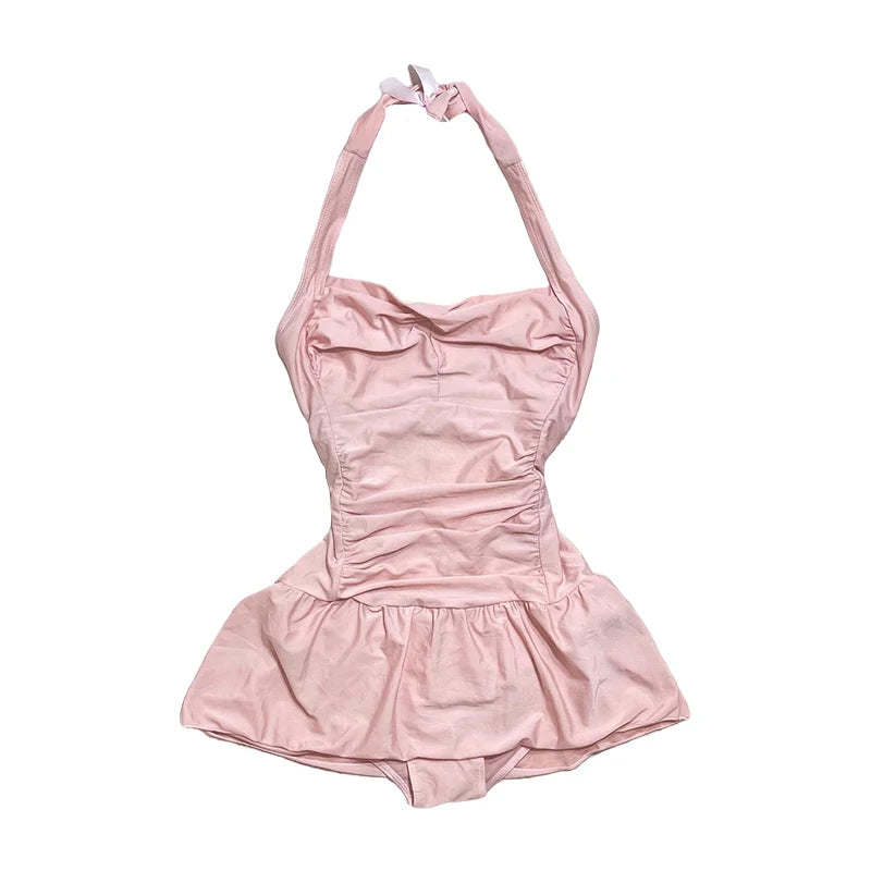 Solid V-Neck Spaghetti Strap Sleeveless Bow Detail Regular Fit A-Line Mini Dress – Natural Waist, All Season Luxegan