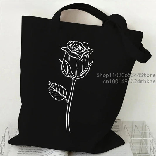 Christian Faith Floral Canvas Tote Bag | Vintage Rose Shopping Shoulder Bag (Flower Plant Graphic, Lightweight Travel Handbag) Luxegan